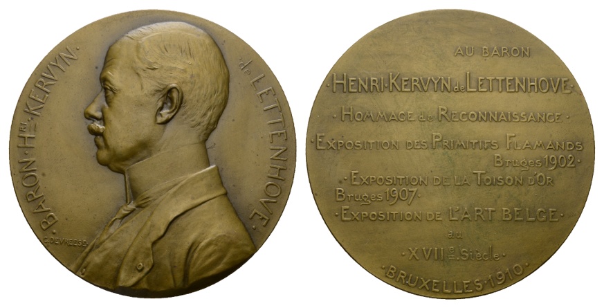  Belgien, Brüssel; Medaille 1910; Bronze; 102,66 g; Ø 64,89 mm   