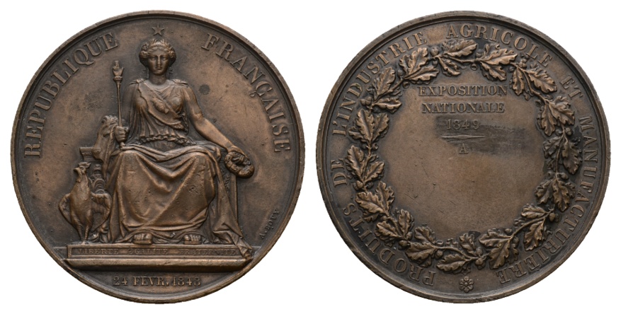  Frankreich; Medaille 1849; Bronze; 90,19 g; Ø 56,89 mm   