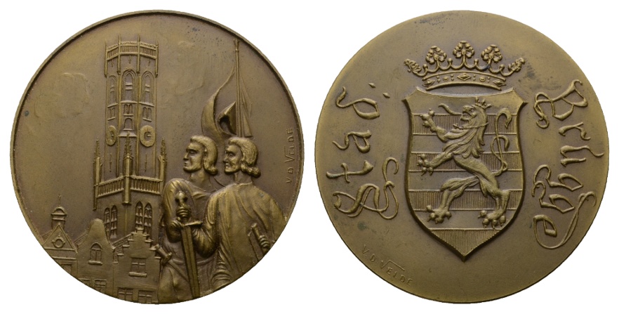  Belgien, Stadt Brügge; Medaille o.J.; Bronze; 79,46 g; Ø 59,30 mm   