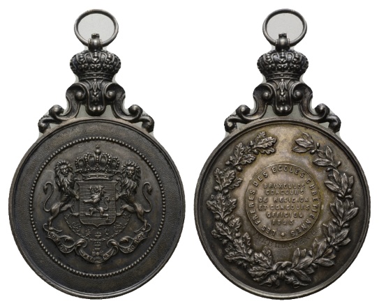 Belgien, Brüssel; tragbare Medaille 1893; Bronze; 39,93 g; H x B 75,48 x 50,74 mm   