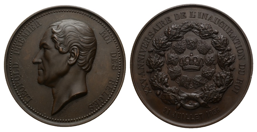  Belgien; Bronze Medaille 1856; 172,39 g; Ø 74,71 mm   