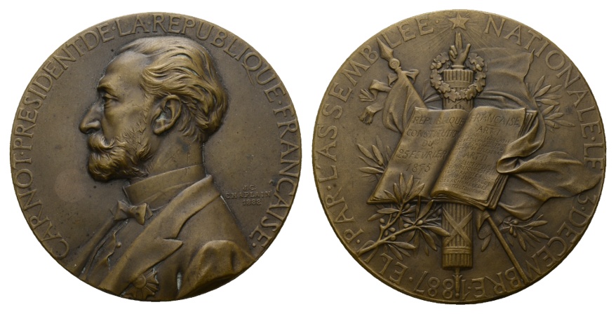  Frankreich; Bronze Medaille 1887; 201,76 g; Ø 75,05 mm   