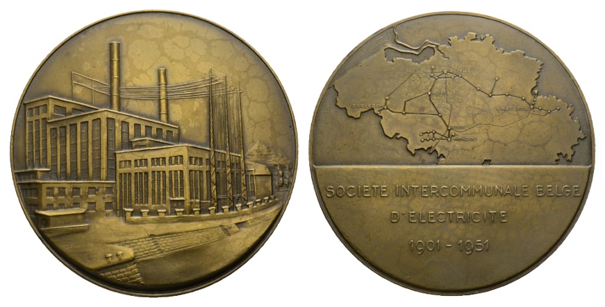  Belgien; Bronze Medaille 1951; 135,28 g; Ø 69,28 mm   
