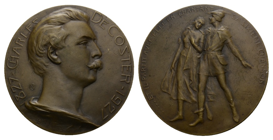  Belgien; Bronze Medaille 1927; 113,91 g; Ø 69,42 mm   