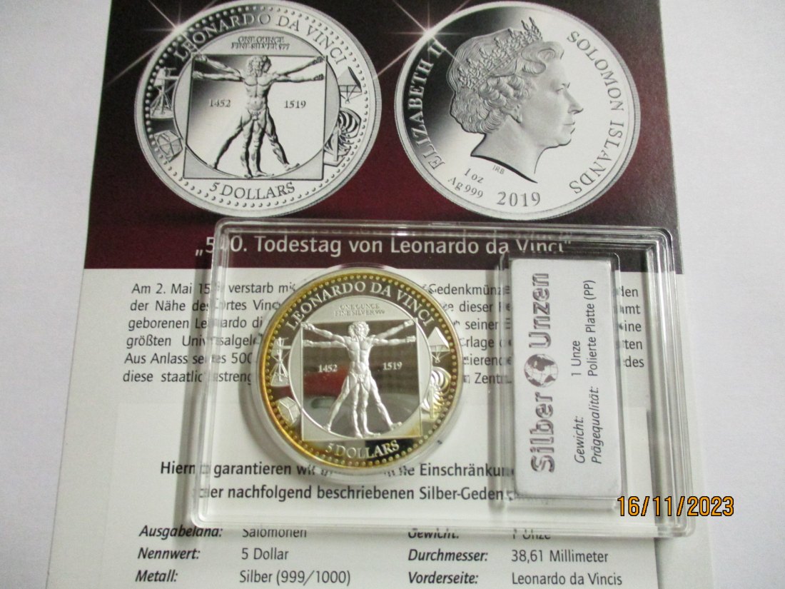  5 Dollar Salomonen Silbermünze 999er Silber sihe Foto   