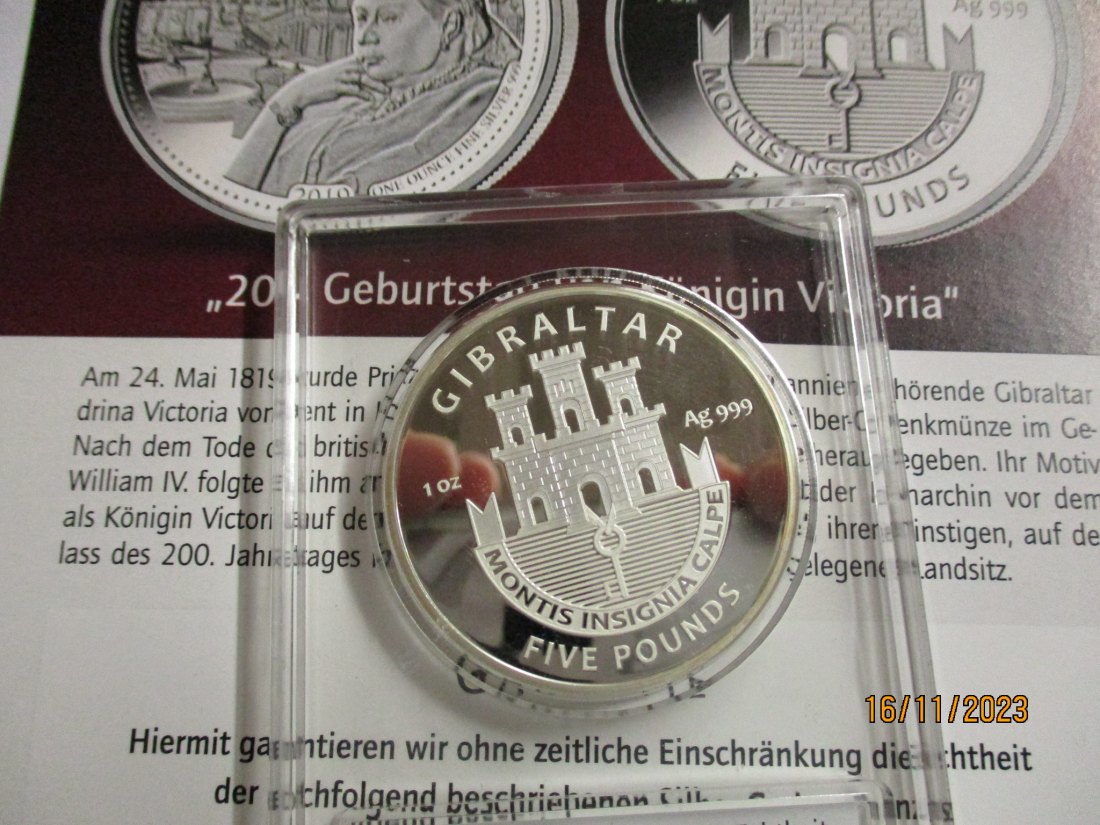  5 Pfund Gibraltar Silbermünze 999er Silber siehe Foto   