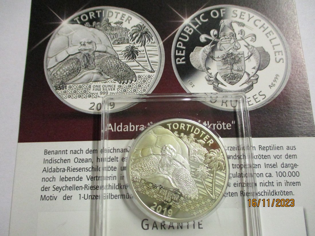  10 Rupien Seychellen Silbermünze 999er Silber siehe Foto   
