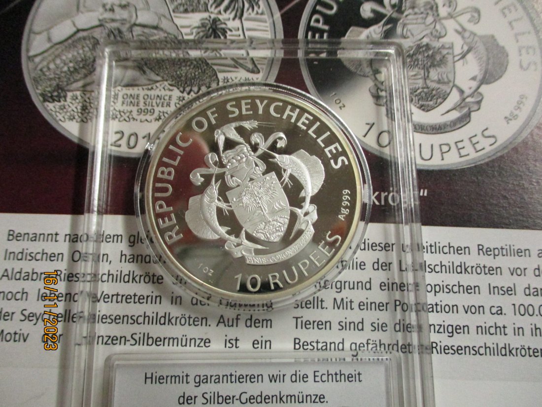  10 Rupien Seychellen Silbermünze 999er Silber siehe Foto   