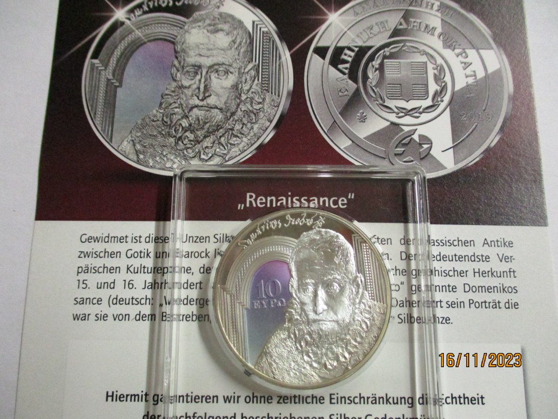  10 Euro Griechenland Silbermünze 925er Silber siehe Foto   