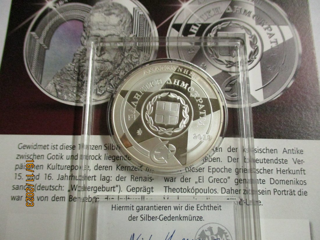  10 Euro Griechenland Silbermünze 925er Silber siehe Foto   