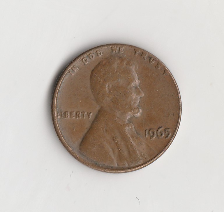  1 Cent USA 1965 ohne Münzzeichen  (M775)   