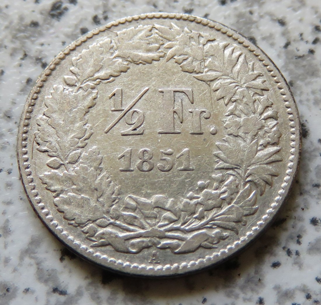  Schweiz 1/2 Franken 1851 A   