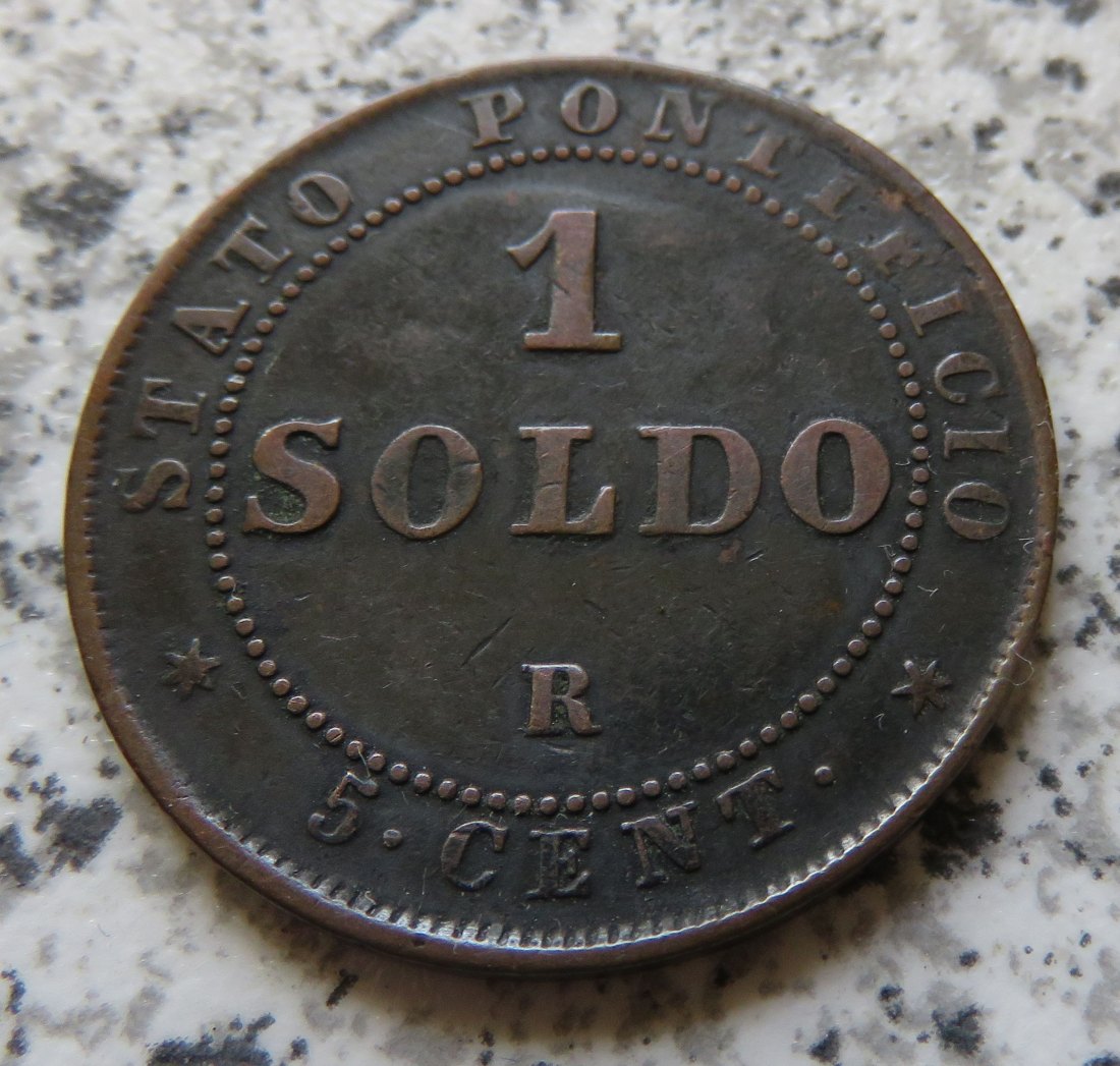  Italien Altstaaten, Vatikanstaat 1 Soldo 1866 R (5 Centesimi)   