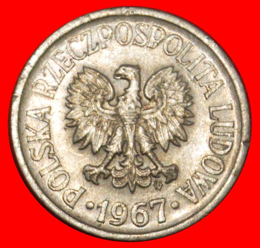  Ⰶ SOZIALISTISCHE STERNE AUF ADLER (1957-1985): POLEN ★ 20 GROSHEN 1967! TYP I!★OHNE VORBEHALT!   