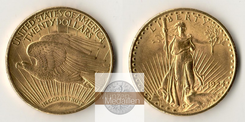 USA  20 Dollar MM-Frankfurt Feingold: 30,09g Double Eagle 1924 