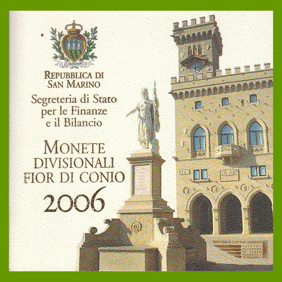  Offiz. Euro-KMS San Marino *Melchiorre Delfico* 2006 mit 5-Euro-Silbermünze   