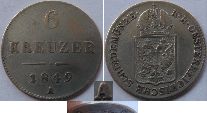 1849, Austro-Hungarian monarchy, 1 Krezuer (A),silver coin   