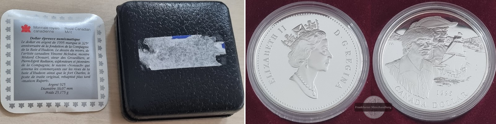  Kanada  1 Dollar 1995  FM-Frankfurt  Feingewicht: 23,29g  Silber  st. (angelaufen)   