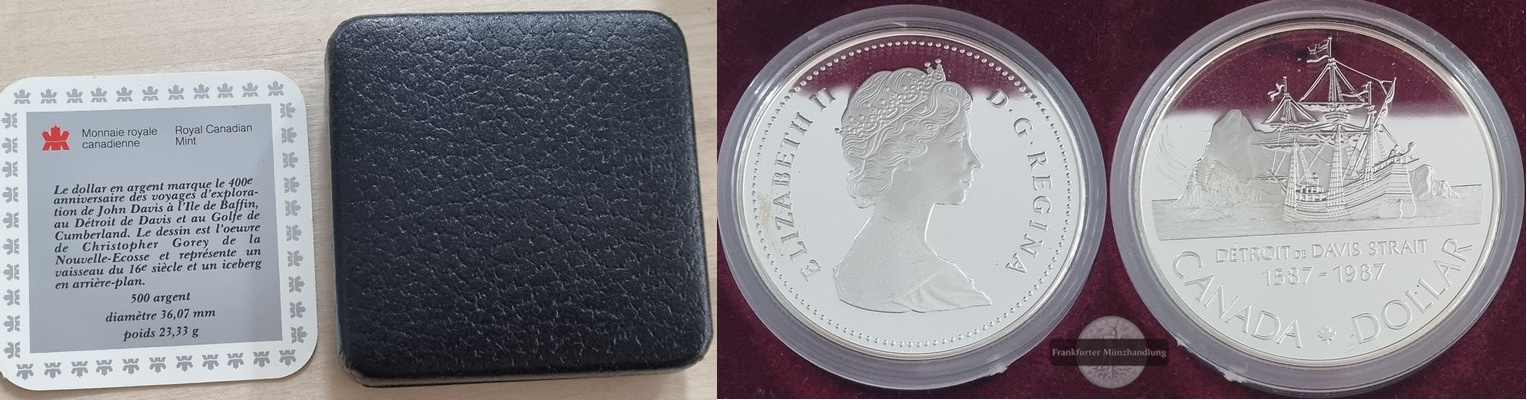  Kanada  1 Dollar 1987  FM-Frankfurt  Feingewicht: 11,67g Silber  vorzüglich   