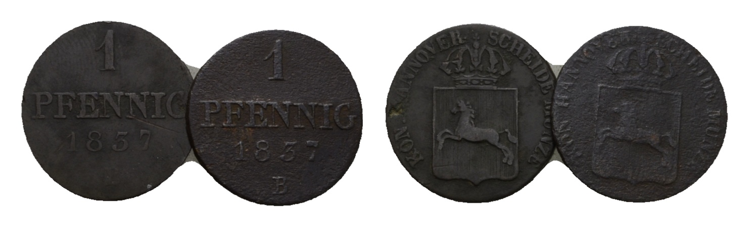  Altdeutschland; 2 Kleinmünzen 1837   