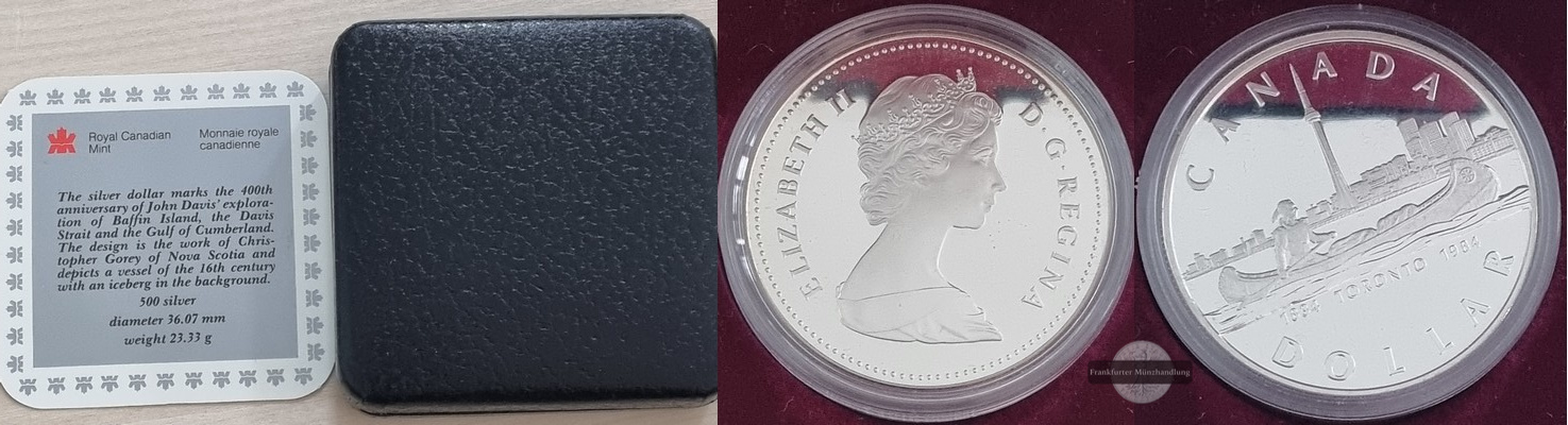  Kanada  1 Dollar 1984  Toronto     FM-Frankfurt  Feinsilber: 11,66g   