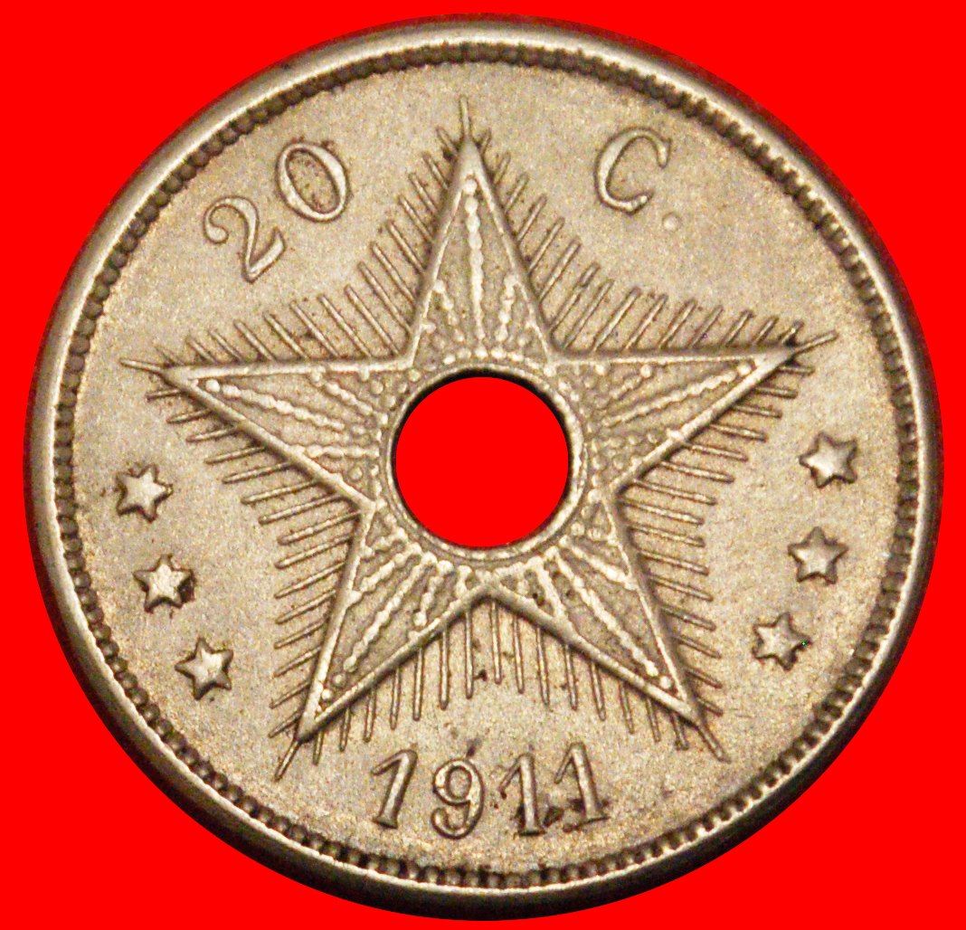  * BELGIEN (1910-1911): BELGISCHER KONGO ★ 20 CENTIME 1911! ALBERT I. (1910-1934) OHNE VORBEHALT!   