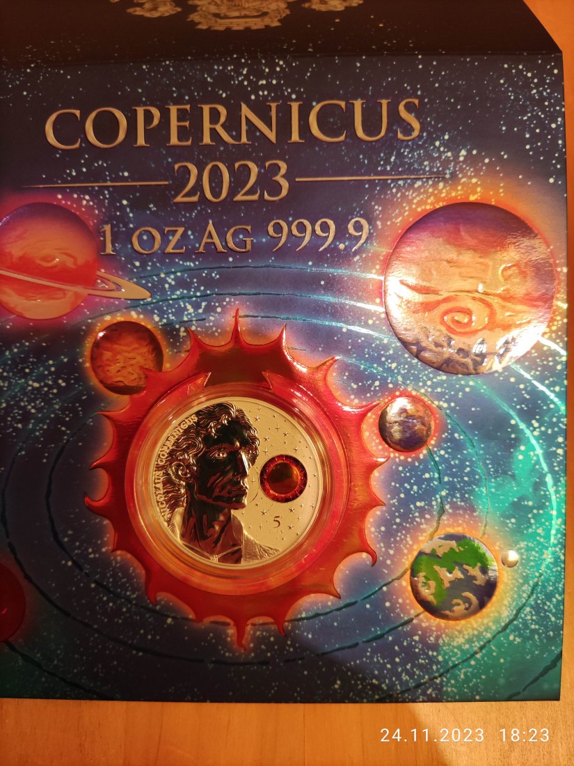  Malta Copernicus 5 Euro 2023 1 Oz Silber bu zum 550. Geburtstag Nikolaus Kopernikus im orig.Folder   