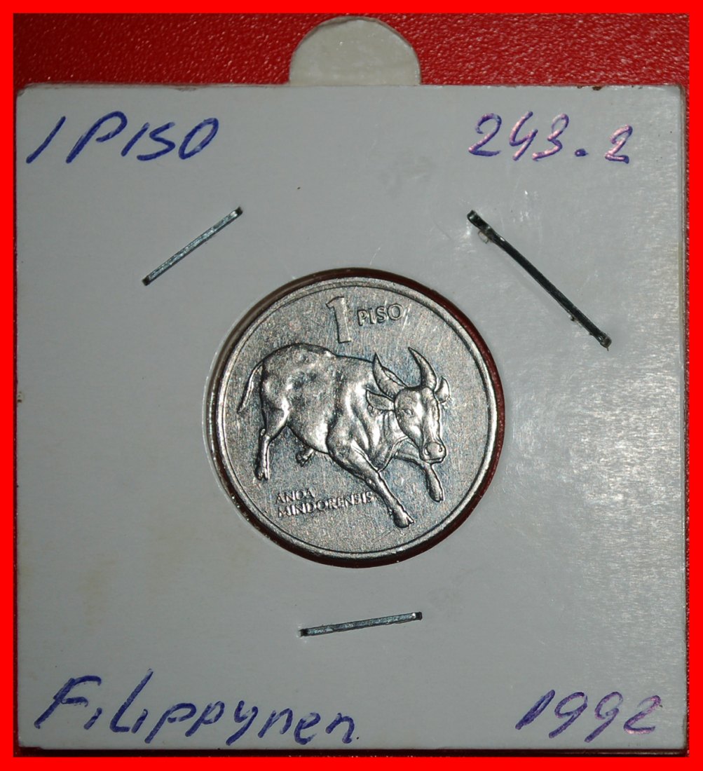  * BULL (1991-1994): PHILIPPINES ★ 1 PISO 1992 MINT LUSTER! IN HOLDER!★LOW START ★ NO RESERVE!   