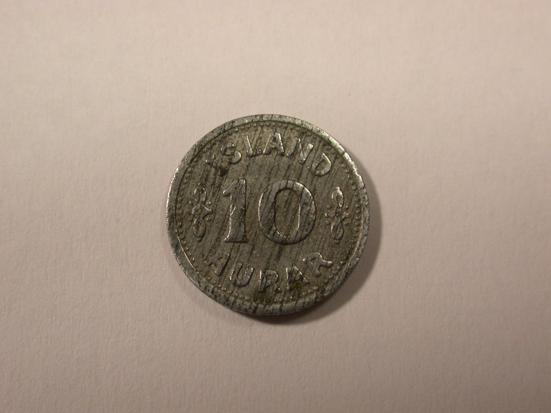 H16 Island 10 Aurar 1942 l.gewellt sonst sehr schön Originalbilder