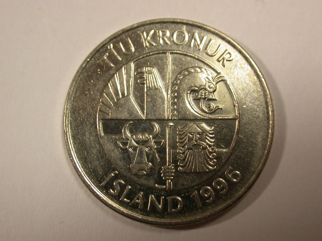  H16 Island   10 Kronur 1996 in f. vz    Originalbilder   