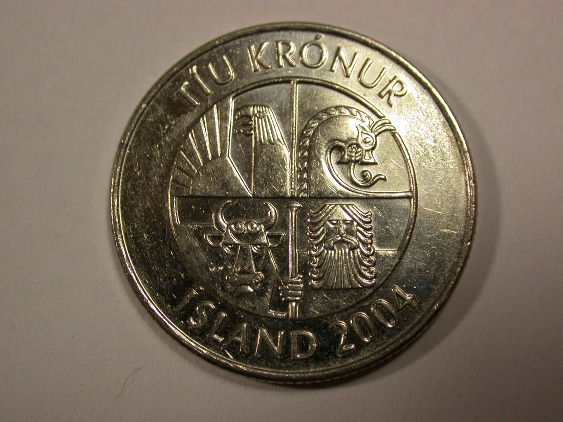  H16 Island   10 Kronur 2004 in vz+    Originalbilder   
