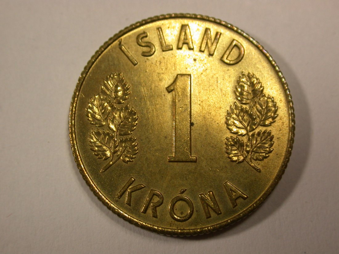 H16 Island 1 Krona 1962 in f.st/st Originalbilder