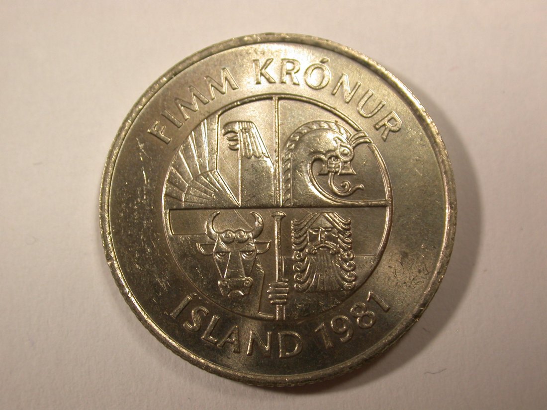  H16 Island   5 Kronur 1981 in vz+  Originalbilder   