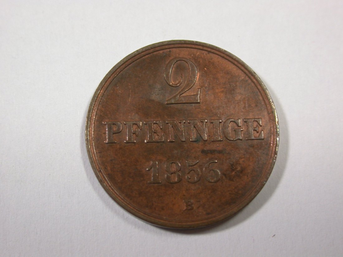  H17  Hannover  2 Pfennig 1856 B in ss+/ss-vz   Originalbilder   