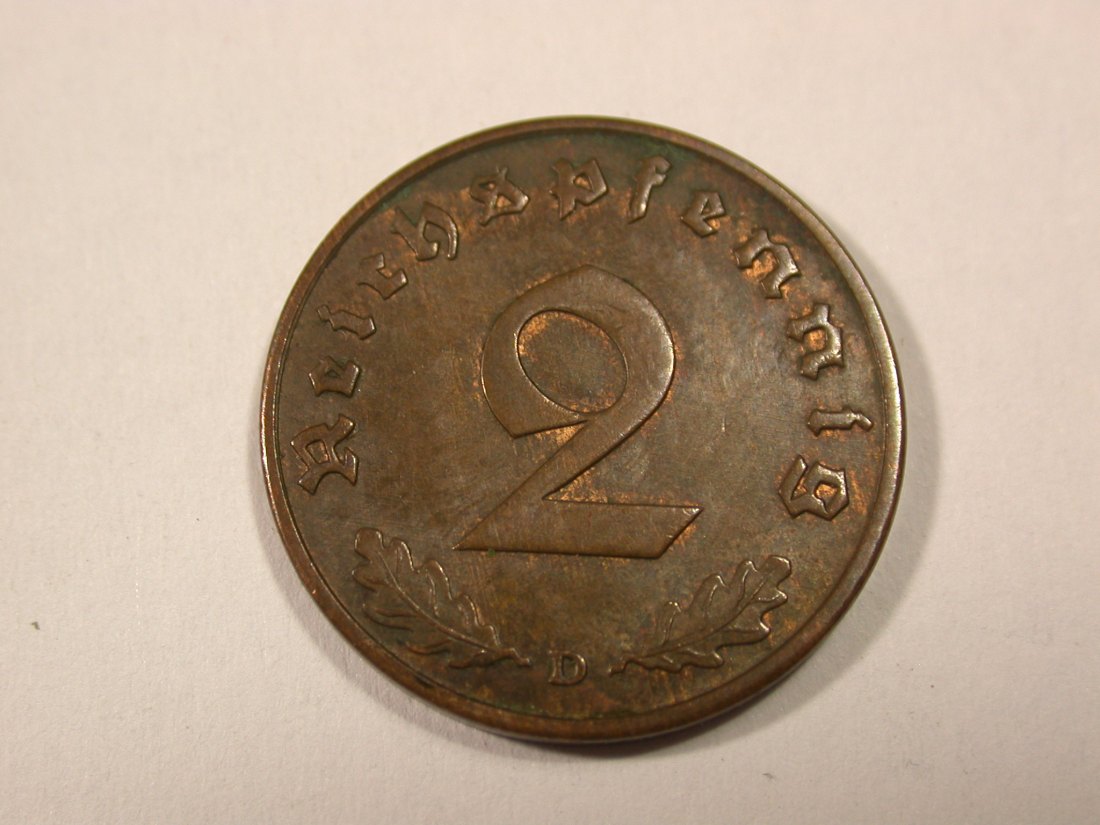  H17  3. Reich  2 Pfennig 1936 D in ss/ss+  Originalbilder   