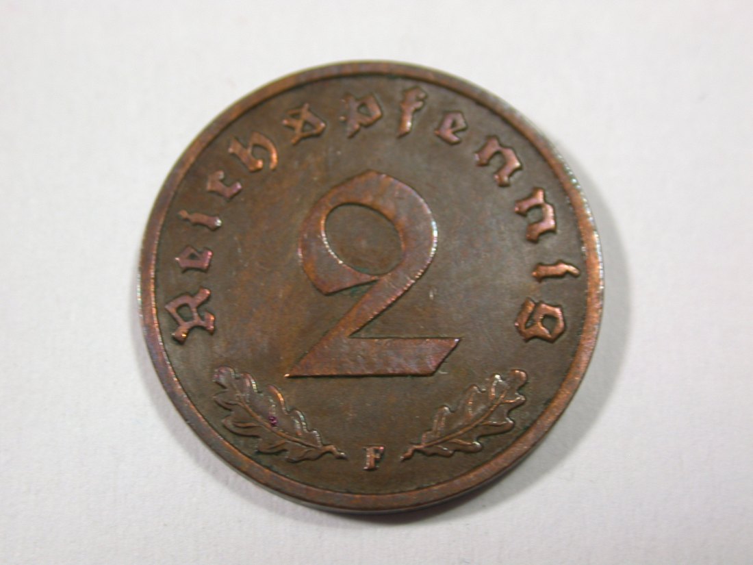 H17 3. Reich 2 Pfennig 1938 F in ss-vz Originalbilder