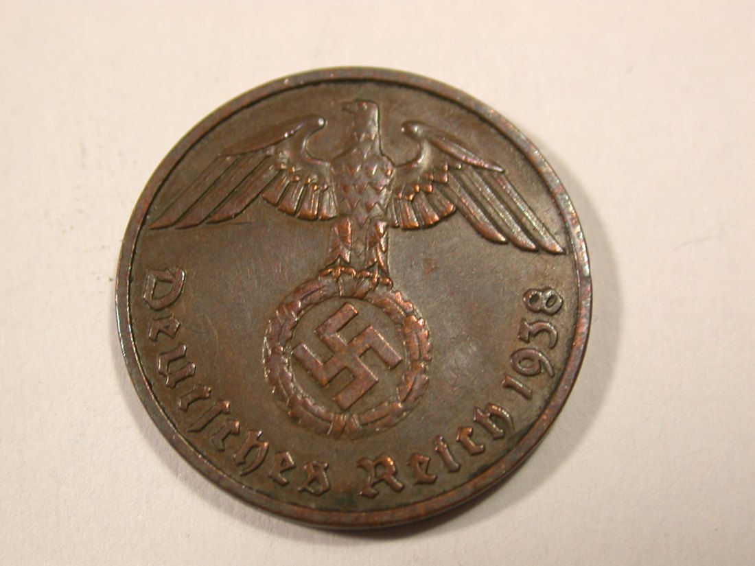  H17  3. Reich  2 Pfennig 1938 F in ss-vz  Originalbilder   