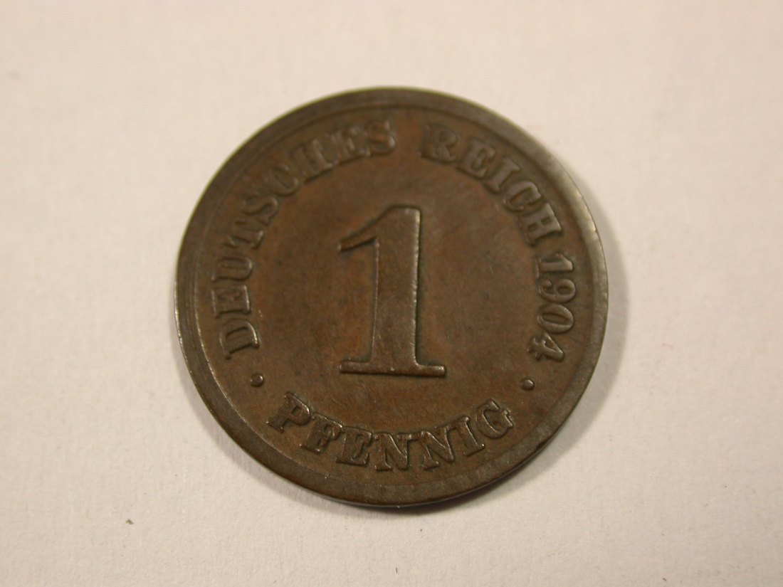 H17 KR 1 Pfennig 1904 F in ss Originalbilder