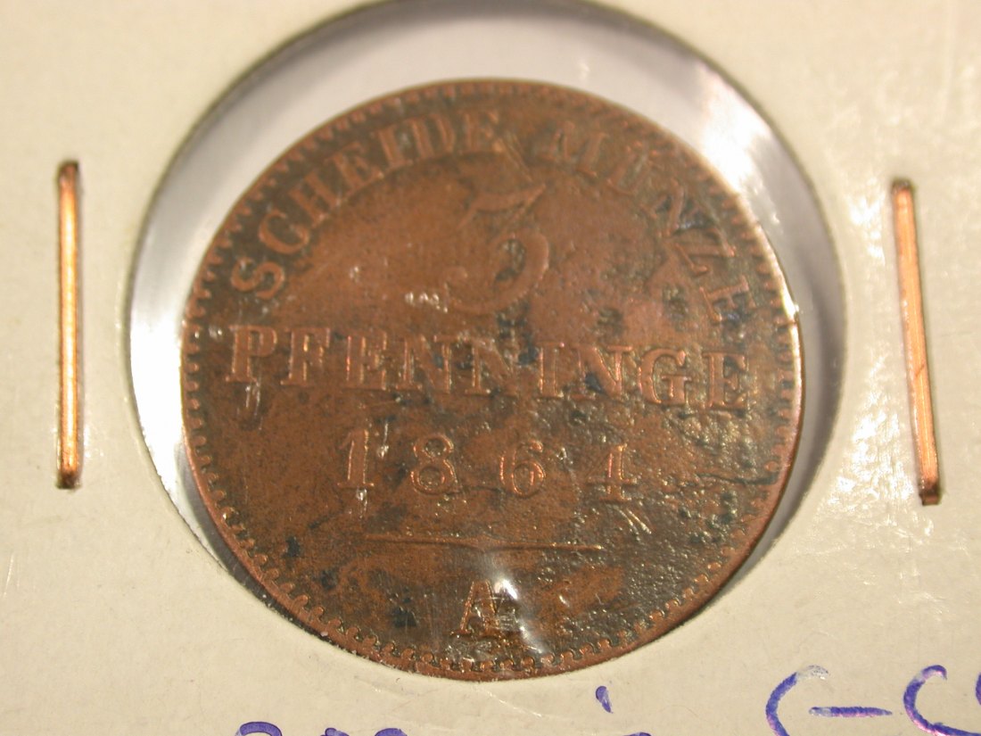  H17  Preussen  3 Pfennig  1864 A in s-ss   Originalbilder   