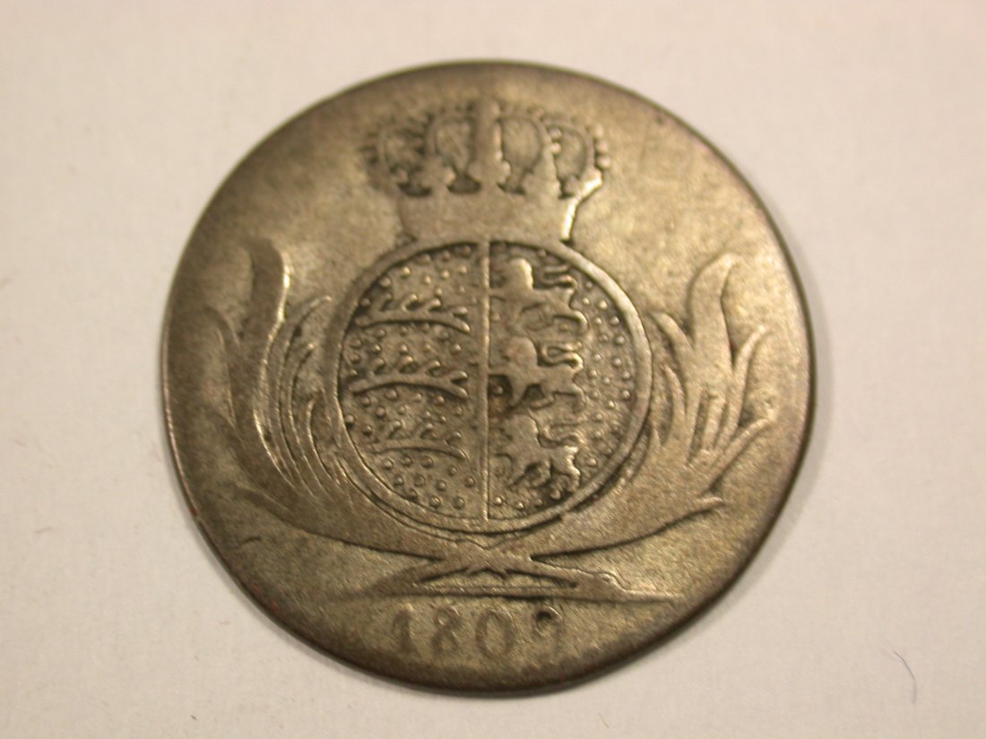 H17 Württemberg 6 Kreuzer 1809 in s-ss Originalbilder