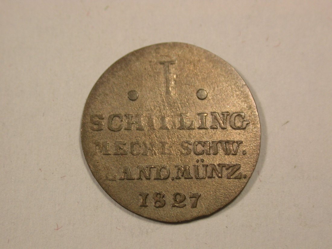  H17  Mecklenburg Schwerin 1 Schilling 1827 in f.ss  R   Originalbilder   