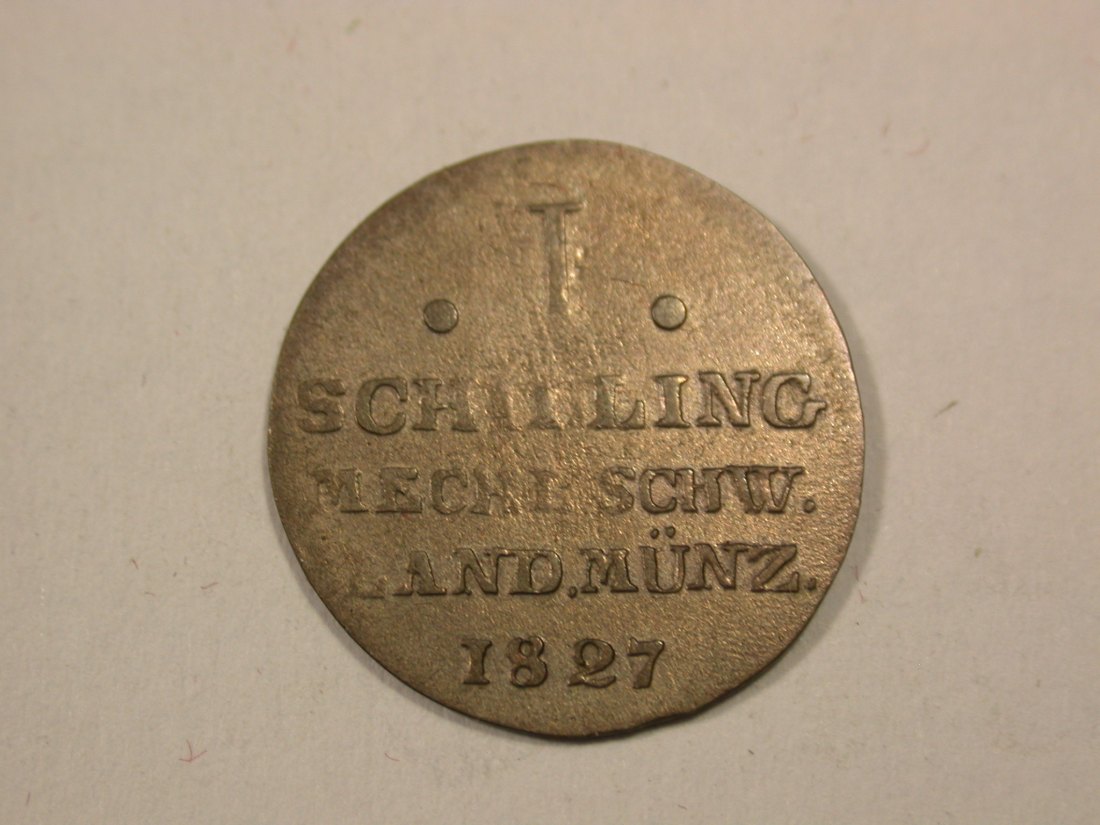 H17 Mecklenburg Schwerin 1 Schilling 1827 in f.ss R Originalbilder