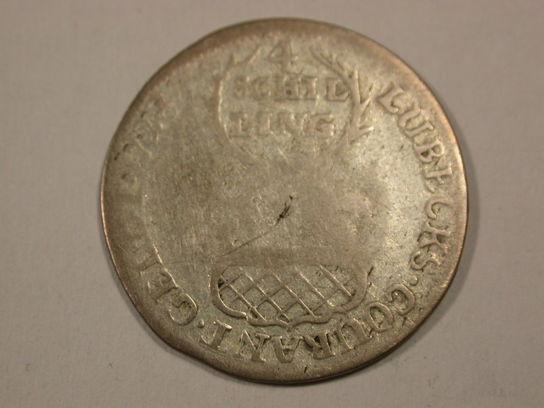 H17 Lübeck 4 Schilling 1728 in s-ss Originalbilder