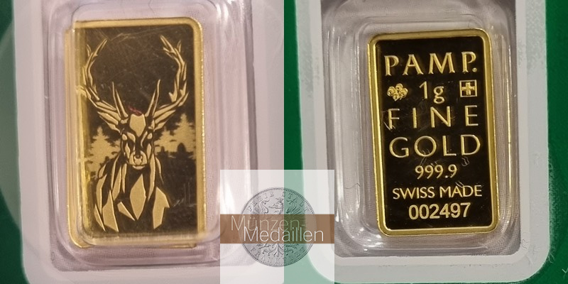 1g   Goldbarren MM-Frankfurt Feingold: 1g PAMP. Swiss  