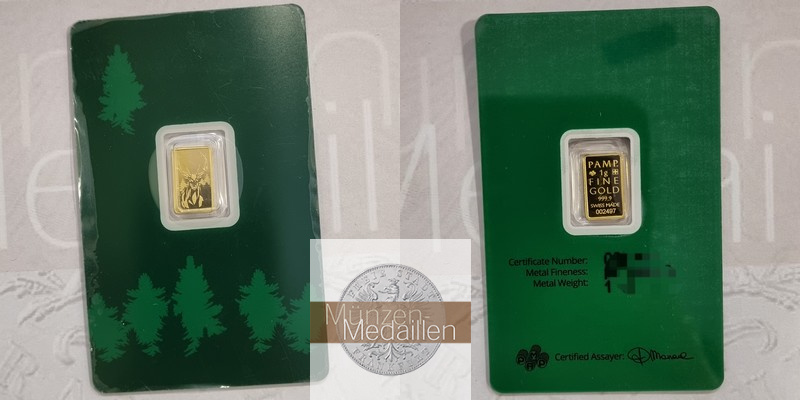 1g   Goldbarren MM-Frankfurt Feingold: 1g PAMP. Swiss  
