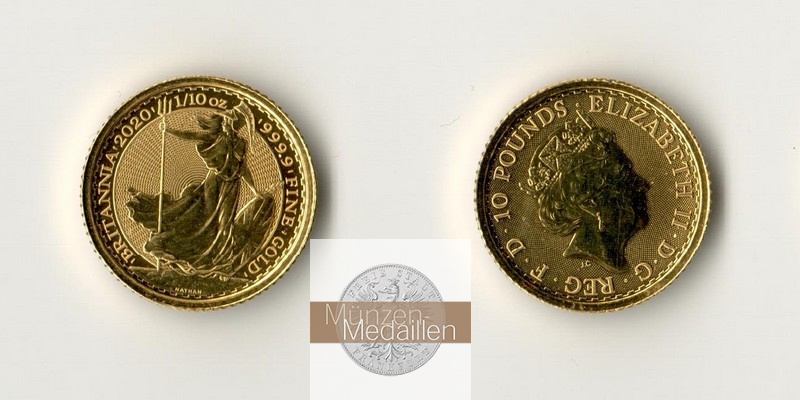 Grossbritannien MM-Frankfurt Feingold: 3,11g 10 Pounds (Britannia) 2020 