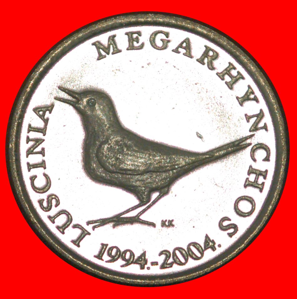 * 2 SOLD LATIN TEXT NIGHTINGALE: CROATIA ★ 1 KUNA 1994-2004. UNC MINT LUSTRE! LOW START★ NO RESERVE!