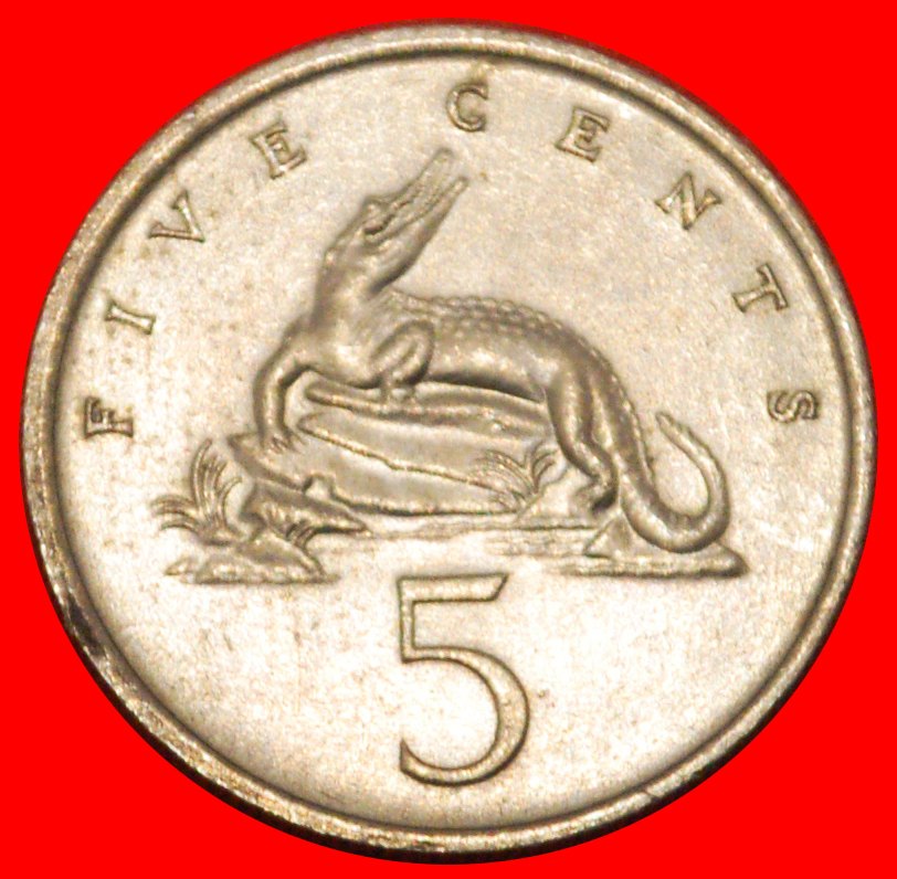  * GREAT BRITAIN (1969-1989): JAMAICA★ 5 CENTS 1972 CROCODILE UNC MINT LUSTRE★ LOW START★ NO RESERVE!   