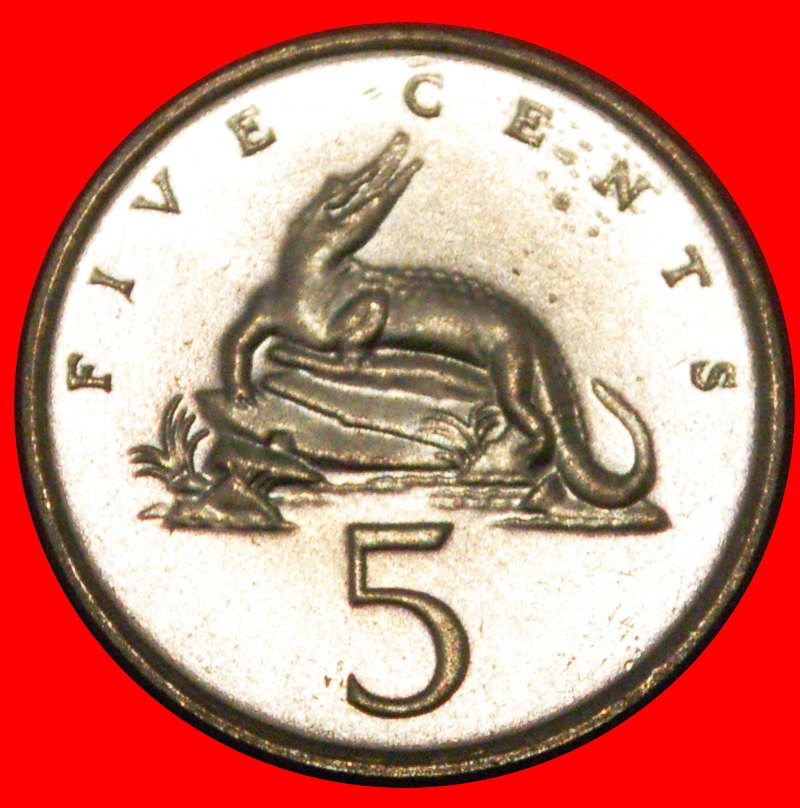 * GREAT BRITAIN (1990-1993): JAMAICA★ 5 CENTS 1990 CROCODILE UNC MINT LUSTRE★ LOW START★ NO RESERVE!