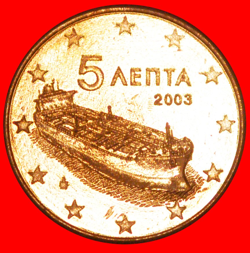  * SCHIFF (2002-2023): GRIECHENLAND ★ 5 EURO CENT 2003 UNGEWÖHNLICH STG STEMPELGLANZ!★OHNE VORBEHALT!   